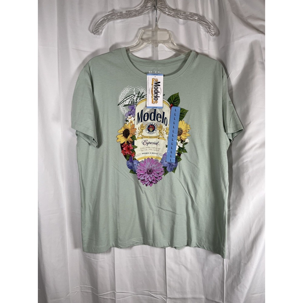 NWT Modelo Beer T-shirt Women's Brew Mexican Lager Logo Size Large‎ Mint Green